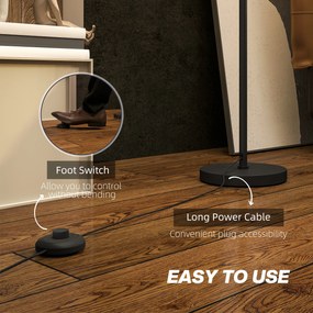 Lampa Stojąca HOMCOM z Dwukolorowym Abażurem, Metal, Czarno-Biały, z Przełącznikiem Nożnym