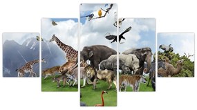 Obraz - Zwierzątka na wyspie (125x70 cm)