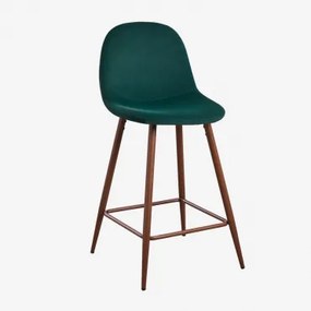 Zestaw 2 Wysokich Stołków Z Aksamitu Glamm Ciemne Drewno & Verde Jungla & ↑65 Cm - Sklum