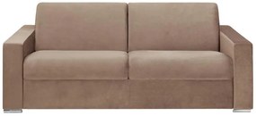 Kanapa 4-osobowa rozkładana z weluru CALITO - Kolor beżowy - Łóżko 160 cm - Materac 14 cm
