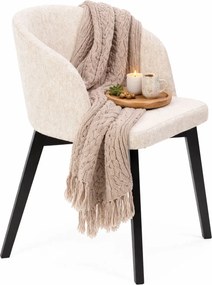 Kremowe Pluszowe Krzesło Kubełkowe E6-S40