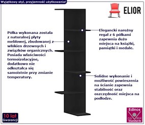 Czarna narożna półka wisząca - Efez