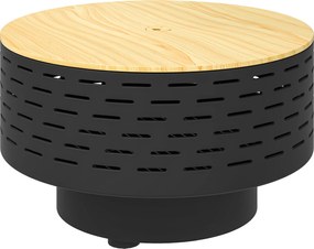 Outsunny Ognisko 3-w-1 Ø60 x 39cm ze Stali Nierdzewnej z Grillem, Pogrzebaczem i Pokrywą w Wzór Drewna Węglowy Szary