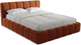 Łóżko 180 x 228 - z weluru - terakota - NALU