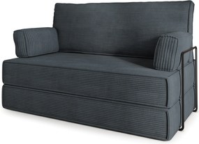 Masseno Sofa piankowa LADIA z funkcją spania, Kanapa z pianki do salonu, Bezmontażowa, Tkanina sztruksowa – Grafitowy POSO 34