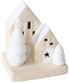 Dekoracja domek z kamionki z oświetleniem LED, 10,5 cm