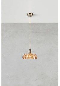Lampa wisząca w kolorze mosiądzu z z bursztynowym szklanym kloszem ø 25,5 cm Kurage – Markslöjd