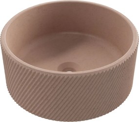 Umywalka betonowa nablatowa okrągła bez otworu na baterię 37 cm VIJA | różne kolory : Kolor - Różowy