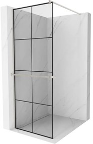 Mexen Kioto+ ścianka prysznicowa z półką Walk-in 70 x 200 cm, czarny wzór, nikiel szczotkowany - 800-070-121-97-77