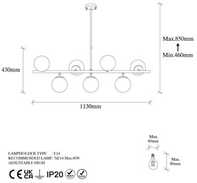 Lampa sufitowa w biało-złotym kolorze ze szklanym kloszem 40x113 cm Fazli – Opviq lights