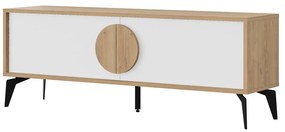 Biała szafka pod TV w dekorze dębu 140x51 cm Vae – Marckeric