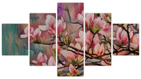 Obraz - Obraz olejny, Kwitnąca sakura (125x70 cm)