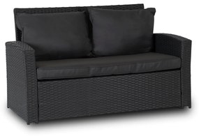 Zestaw Mebli Ogrodowych FLORYDA Ciemnoszary Sofa Krzesła Pufy Stolik Tarasowy Technorattan Nowoczesny