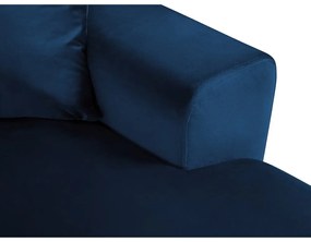 Niebieski aksamitny rozkładany/ze schowkiem narożnik (lewostronny/w kształcie litery U) Kyoto – Cosmopolitan Design