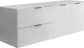 Zestaw łazienkowy: szafka z szufladami i szafka z drzwiami 57×46×160 cm, kolor: biały / blat biały, uchwyt czarny