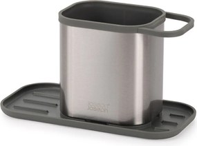 Metalowy stojak na akcesoria do mycia naczyń w kolorze srebra z połyskiem Duo Steel – Joseph Joseph