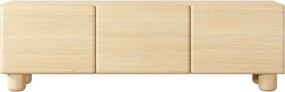 COMO stolik RTV 150 cm 3-drzwiowy jasne drewno – nowoczesna minimalistyczna szafka RTV MDF, push-to-open, drewniane nogi, zaokrą