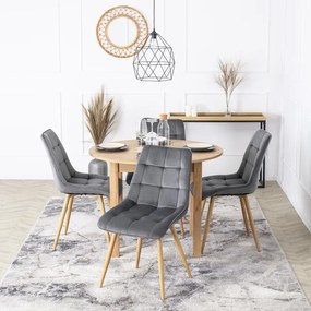 Krzesło Tapicerowane do Salonu RODRI Szare Welurowe Nowoczesne Loft