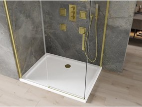 Mexen Omega kabina prysznicowa rozsuwana 120 x 90 cm, transparent, złota + brodzik Flat - 825-120-090-50-00-4010