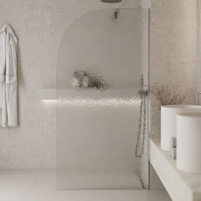 Ścianka prysznicowa WALK IN FIX artystyczna półokrągła transparentna 8 mm ARTE Frozen Moon Clear MASSI | Różne rozmiary : Kolor profili kabiny - złoty, Szerokość ścianki - 120 cm, Typ montażu - WALK in FIX (Do ściany)