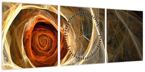 Obraz - Róża w artystycznym duchu (z zegarem) (90x30 cm)