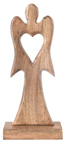 InDecor Anioł z drewna mango z sercem, 32,5 x 14 x5 cm