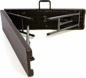 Ławka ogrodowa o wyglądzie rattanowym - brązowa 180 x 25 cm