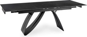 Stół Rozkładany Prostokątny DEVON 160-220 cm Ceramiczny Czarny Marmur/Czarny Nowoczesny