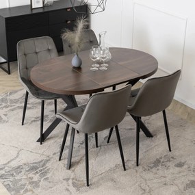 Stół Okrągły Rozkładany DORIAN 80-160 cm Orzech/Czarny Nowoczesny Loft