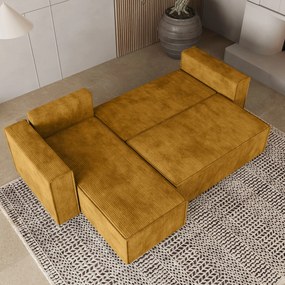 Masseno Narożnik RAVELO z funkcją spania i pojemnikiem na pościel Narozniki L, Rozkładana sofa - Żółty, POSO 01