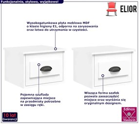 Komplet wiszących szafek nocnych biały połysk Refrix 4X