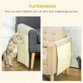 PawHut Drapak Ochronny dla Kotów Sizal Beżowy Szary 130x45x03cm | Aosom PL