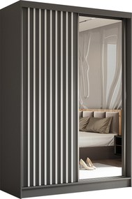 Szafa Przesuwna LAMELLO 150 cm z Lustrem Szafa Dwudrzwiowa Szara