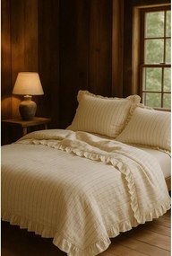 Beżowa pościel jednoosobowa z bawełny renforcé 140x200 cm Amalia Striped – Mila Home Luxury