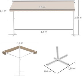 Outsunny markiza stojąca ogrodowa ze składanym ramieniem taras beżowy 4 x 3 m