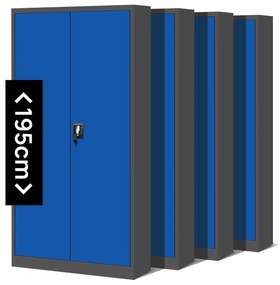 Zestaw 4x biurowa szafa metalowa na akta JAN H, 900 x 1950 x 400 mm, antracytowo-niebieska