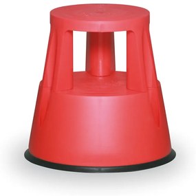 Taboret mobilny plastikowy, czerwony