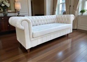 Nowoczesna kanapa pikowana Chesterfield Asti z funkcją spania