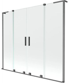 Mexen Velar L Duo parawan nawannowy 2-skrzydłowy rozsuwany 200 x 150 cm, transparent, gun gray szczotkowany - 896-200-003-02-66