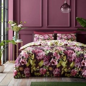 Fioletowa bawełniana pościel dwuosobowa 200x200 cm Pia Floral – RHS