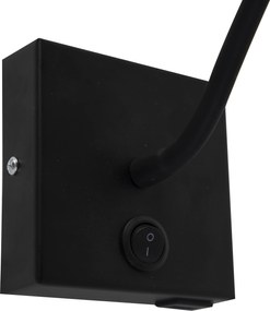 Nowoczesna elastyczna lampa ścienna USB czarna - Zeno