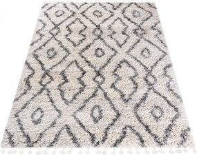 Kremowy dywan shaggy w azteckie wzory B2-T50