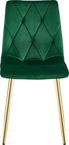 Zielone krzesło do kuchni LIBRA aksamitne ze złotymi nogami