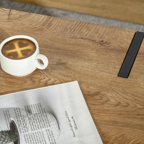 HOMCOM stolik kawowy w stylu przemysłowym z naturalnym drewnem i metalową konstrukcją czarny + brąz idealny do salonu | Aosom PL