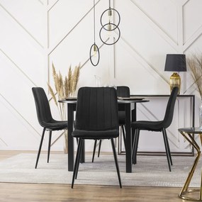Krzesło Tapicerowane do Jadalni IBIS Czarne Welurowe Nowoczesne Loft