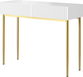 Toaletka Nicole 100 cm z szufladami - biały mat / złote nóżki