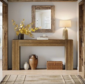 Prostokątny stolik konsolowy o długości 160 cm, prostokątny stolik wejściowy za sofą