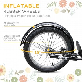 HOMCOM Hulajnoga dziecięca, regulowana, antypoślizgowa, stalowa rama, koszyk zdejmowany, hamulce, opony gumowe