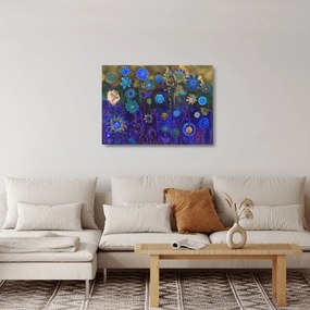 Obraz na szkle ciemnoniebieskich kwiatów (70x50 cm)