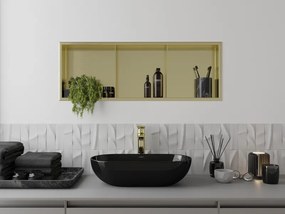 Mexen X-Wall-R półka wnękowa z kołnierzem i półką 90 x 30 cm, złota szczotkowana - 1950903010S